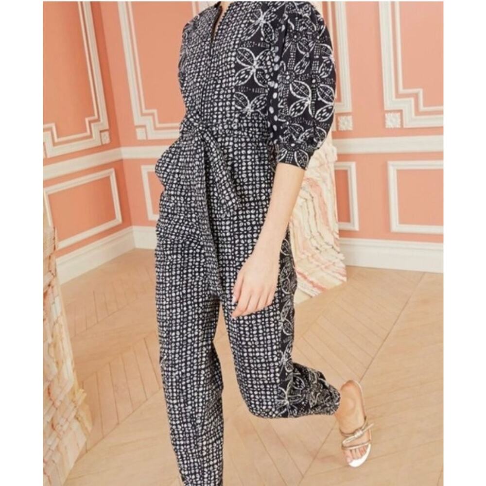 ULLA JOHNSON Sz 4 Sabra Jumpsuit Noir Batik
